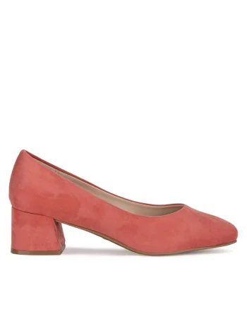 Pantofi dama,  toc, rosu, tesatura