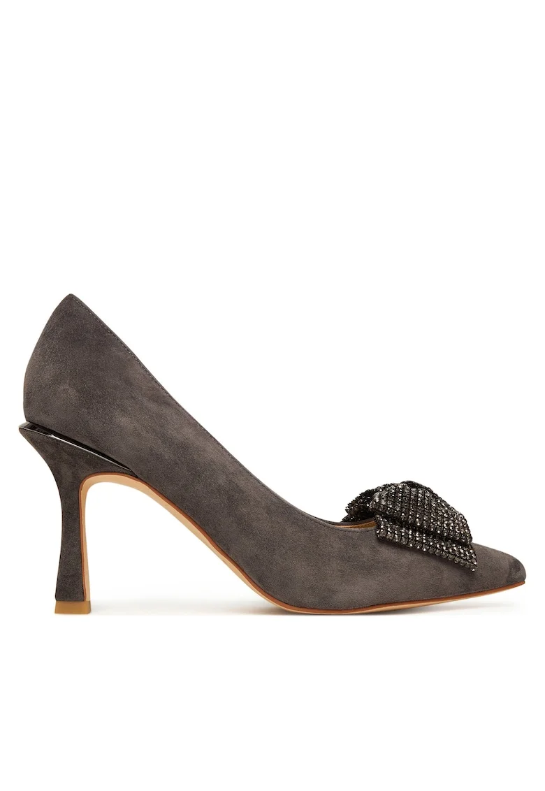 Pantofi dama,  tocuri, piele naturala, culoare Carbon