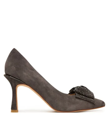 Pantofi dama,  tocuri, piele naturala, culoare Carbon