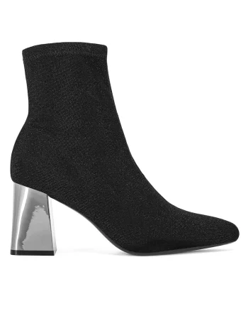 Botine dama 5758,  Textil, Negru