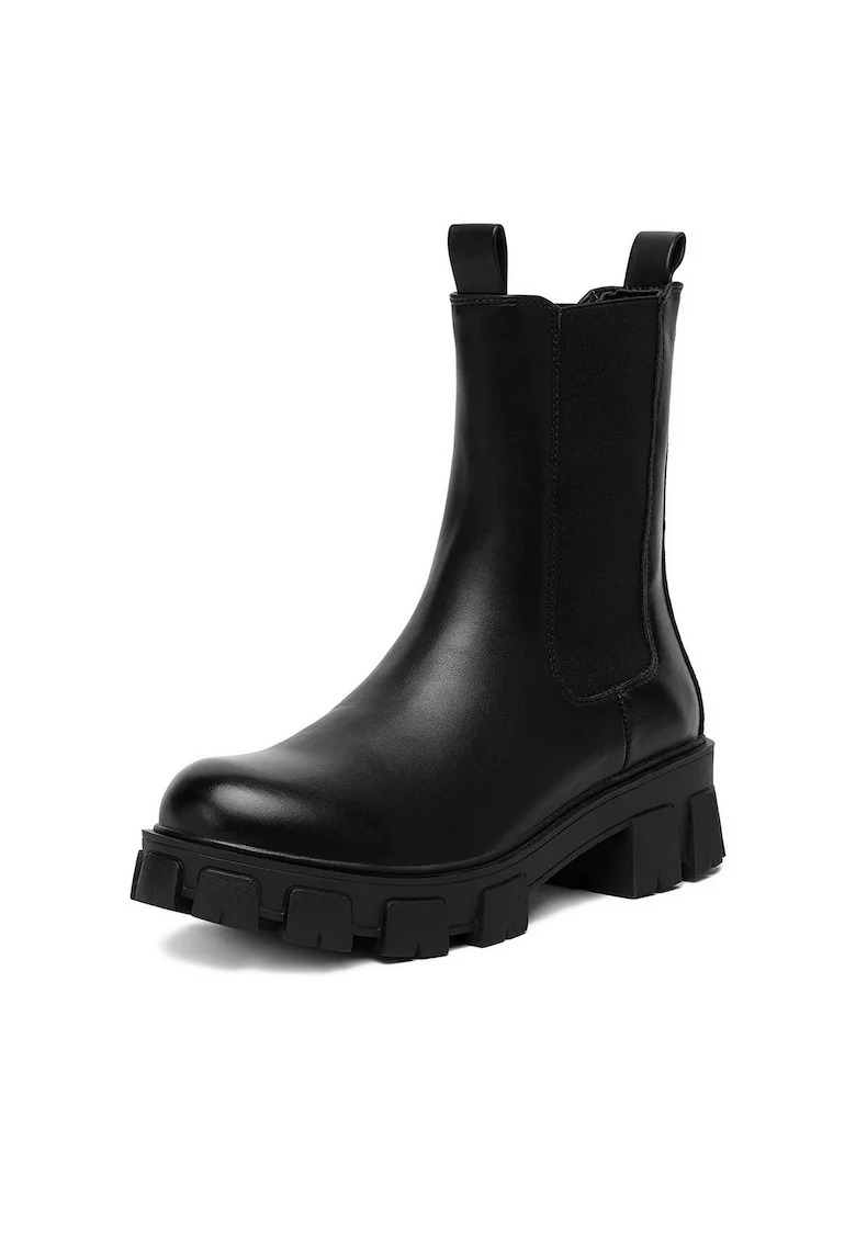 Botine dama 12837-22,  Textil, Negru