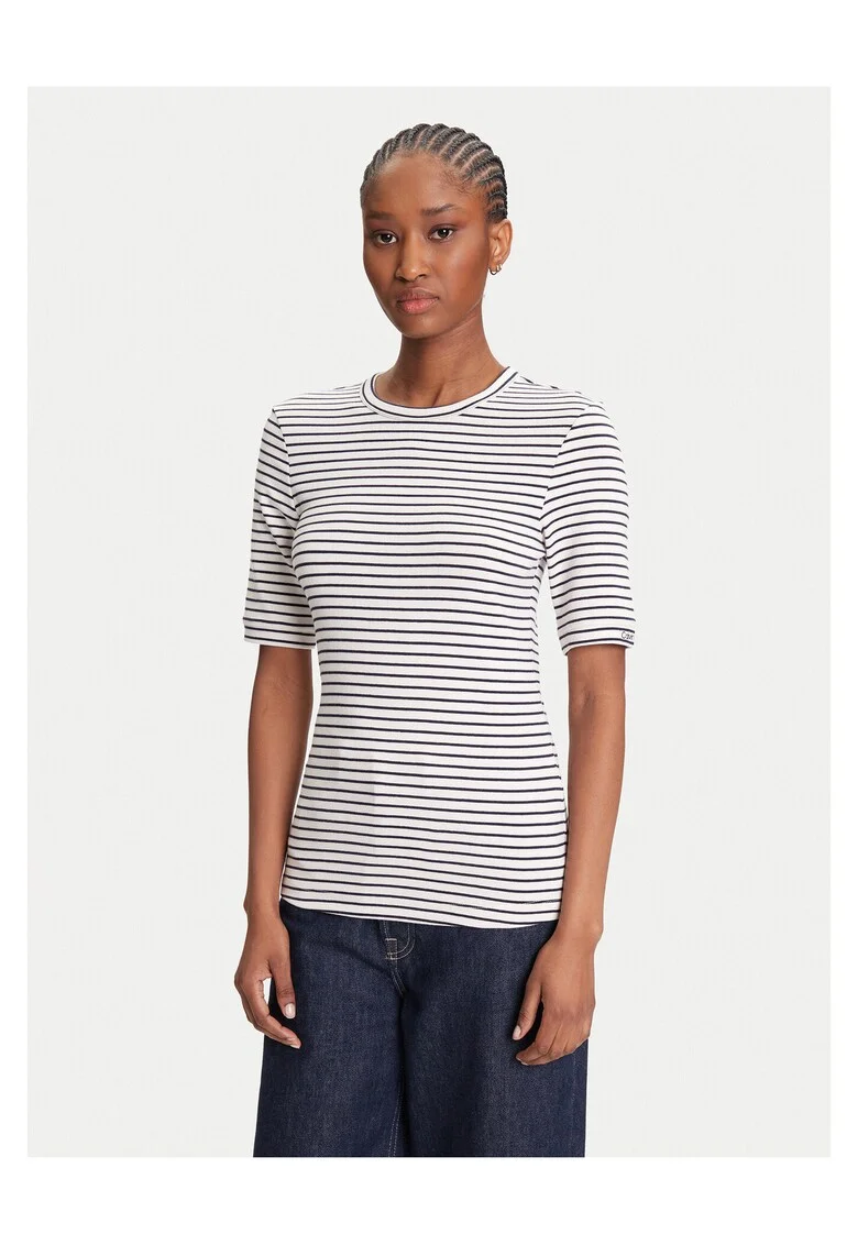 Tricou dungi,  Bleumarin/Alb