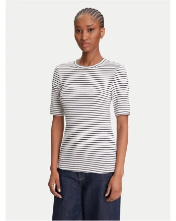 Tricou dungi,  Bleumarin/Alb