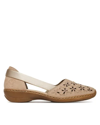 Mocasini dama,  bej, piele naturala