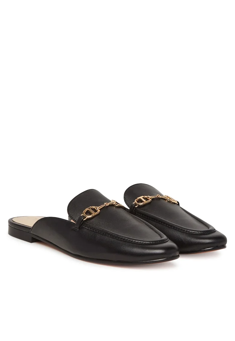 Papuci dama  piele naturala, negru,