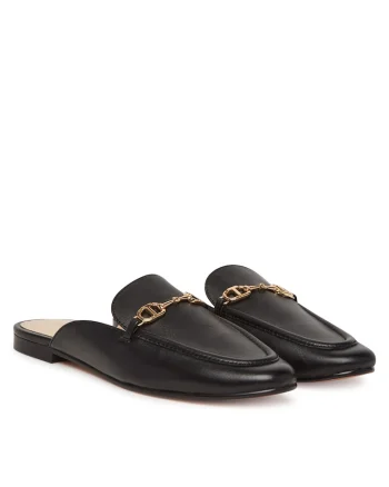 Papuci dama  piele naturala, negru,