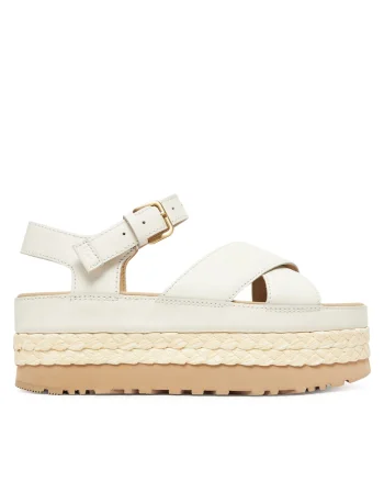 Sandale dama  Jasmine W Aubrey, piele naturala, cu bareta la glezna, alb