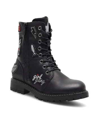 Ghete pentru fete,  material sintetic, negru