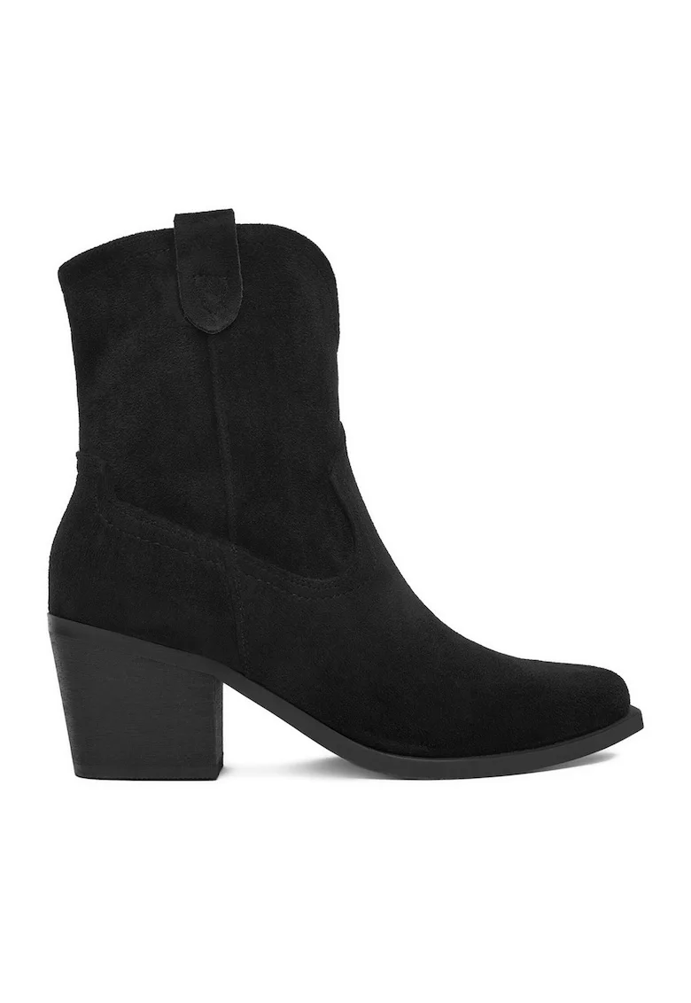 Botine dama,  negru, cu toc
