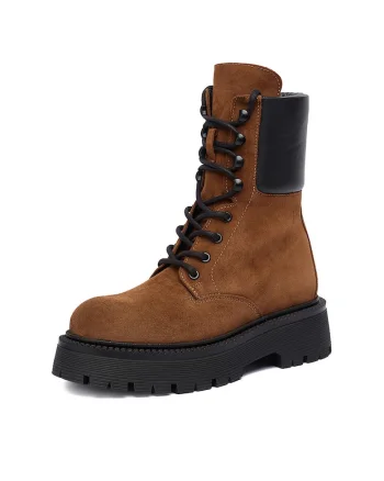 Bocanci dama  model EO-AMIRA-8002, piele naturala, maro,