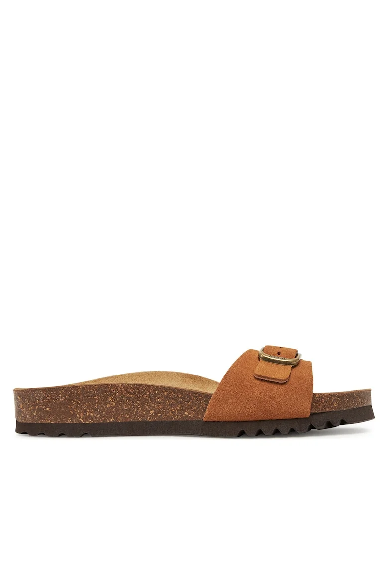 Slapi dama  Estelle, piele naturala, culoare cognac