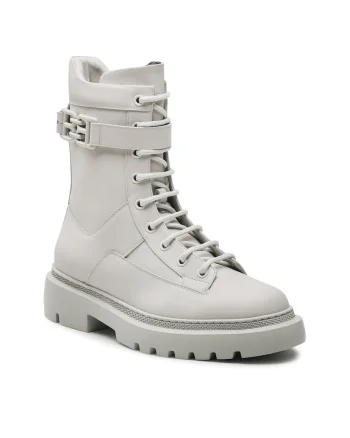 Ghete dama 6301558,  Piele naturala, Alb,