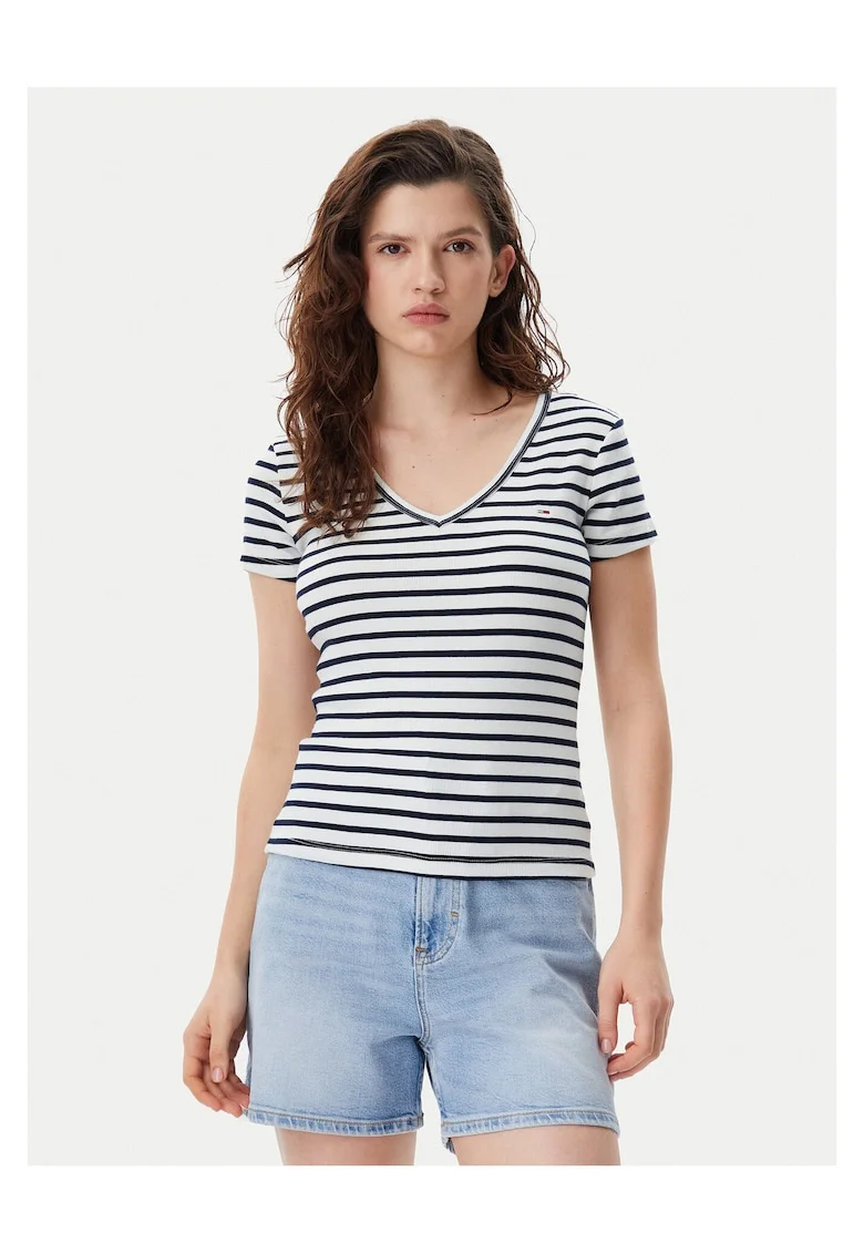 Tricou dama,  Alb, Bleumarin, Dungi,
