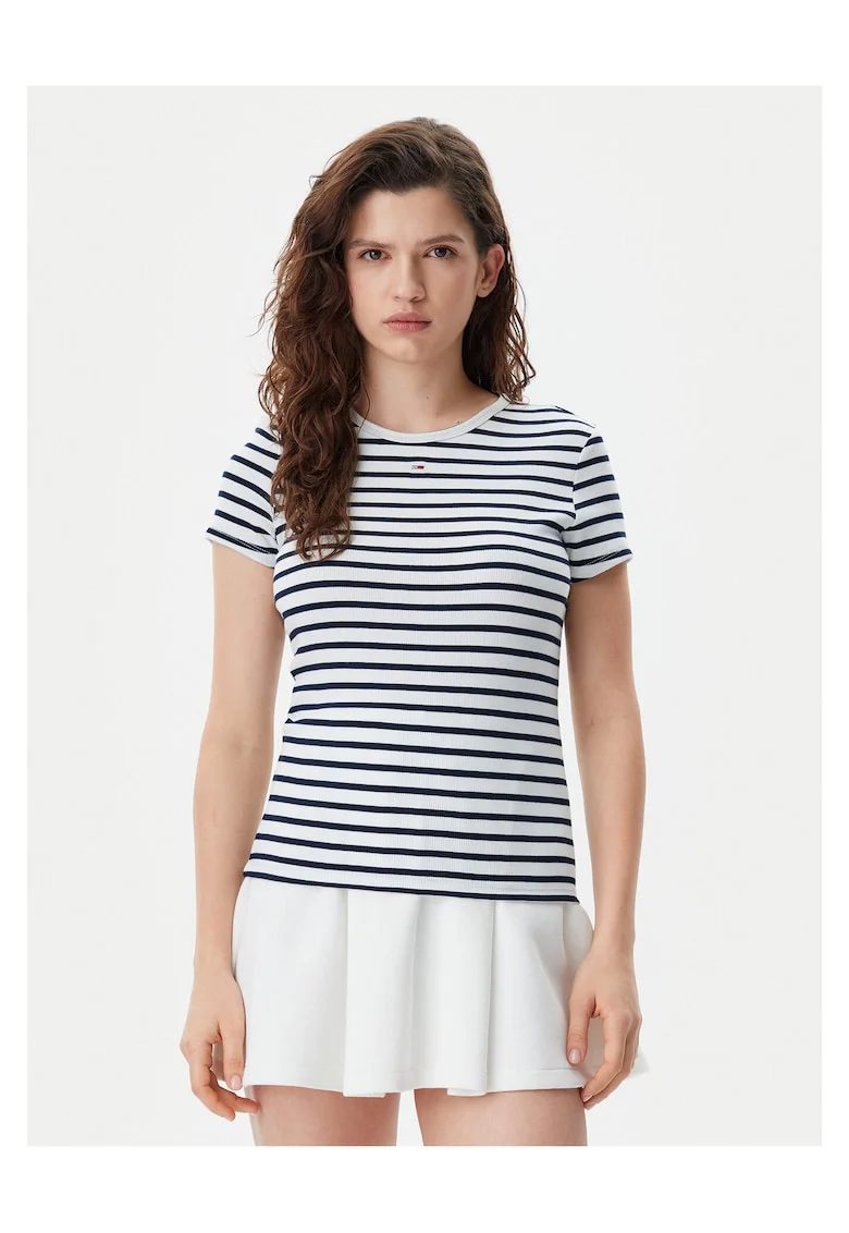 Tricou dungi,  Bleumarin, Alb,