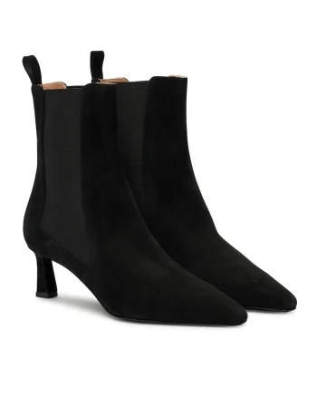 Botine dama SA21015M0NTA0000,  Piele naturala, Negru