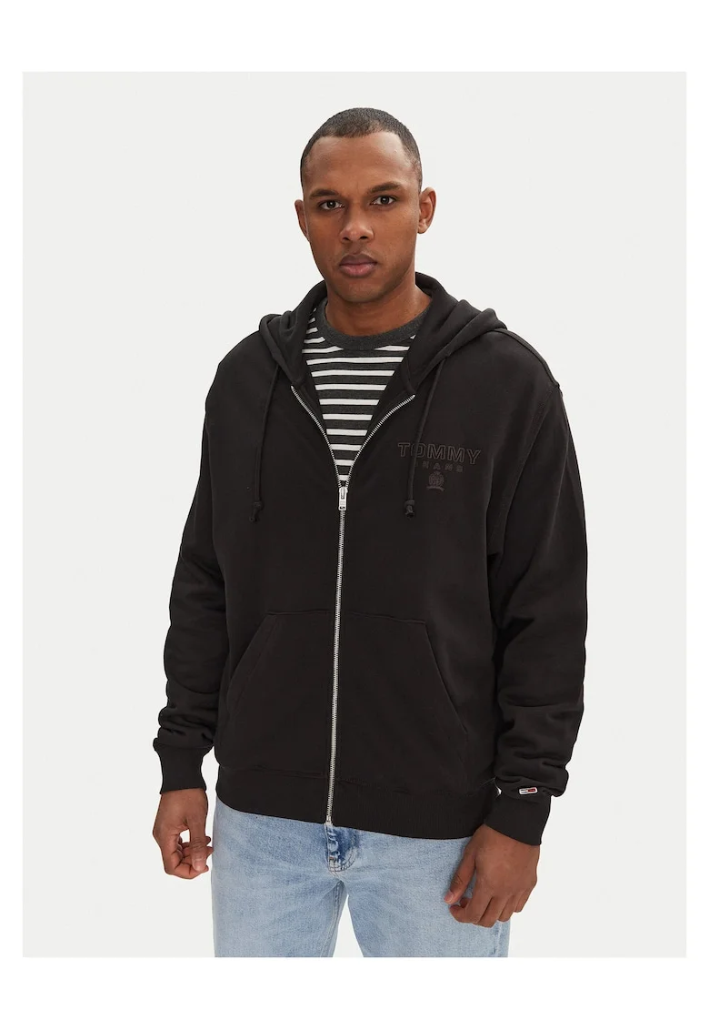 Hanorac barbati  negru, model cu fermoar