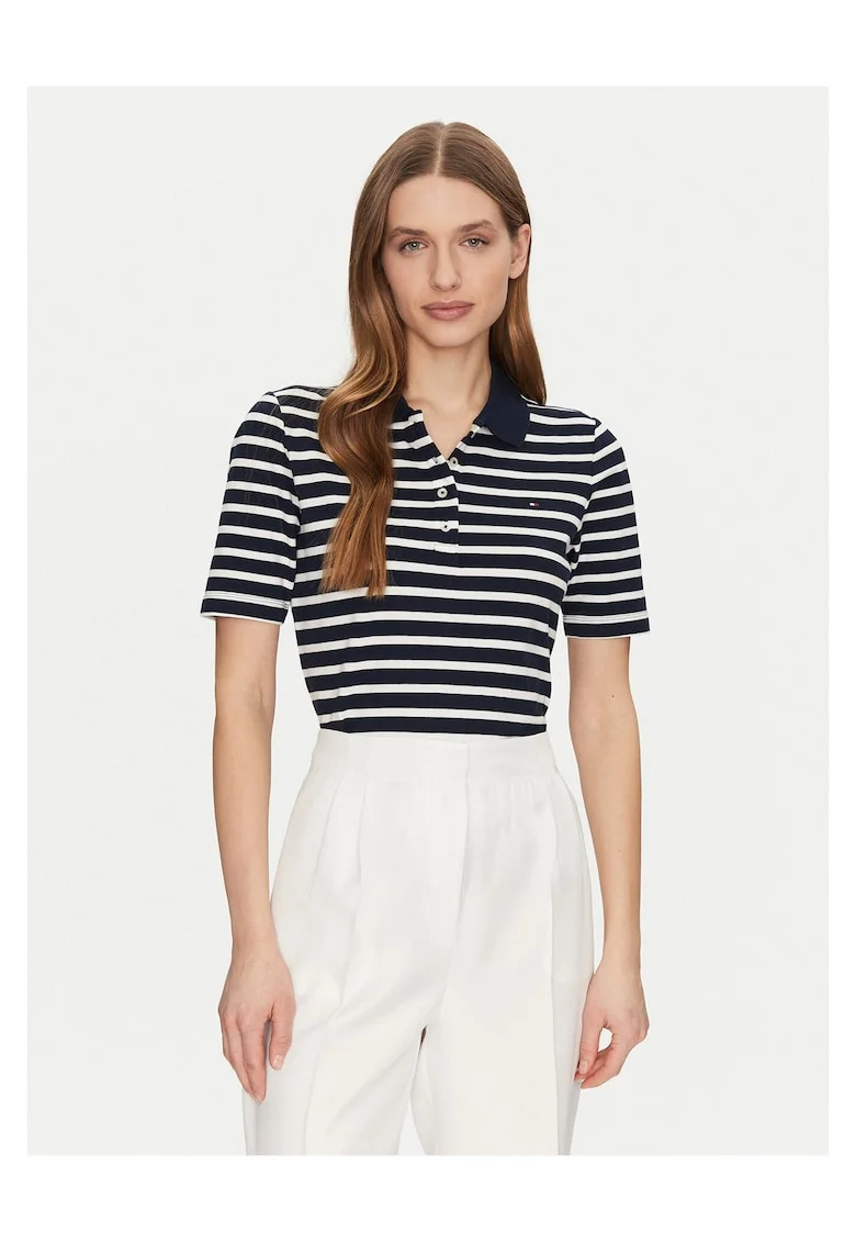 Tricou dama  bleumarin/alb