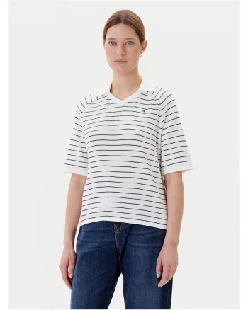 Tricou dama  alb/bleumarin