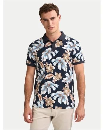 Tricou barbati  bleumarin, bumbac, imprimeu floral