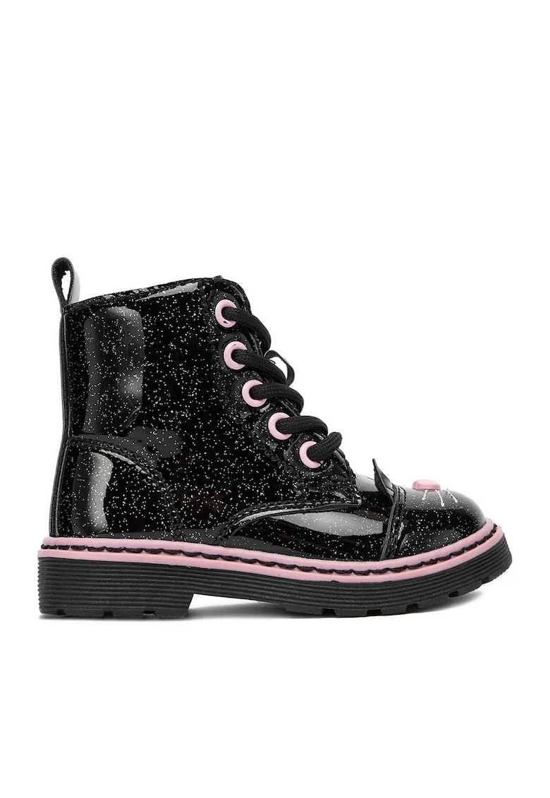 Ghete fete,  plastic, negru/roz