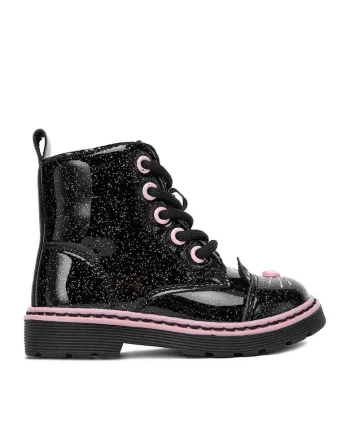 Ghete fete,  plastic, negru/roz