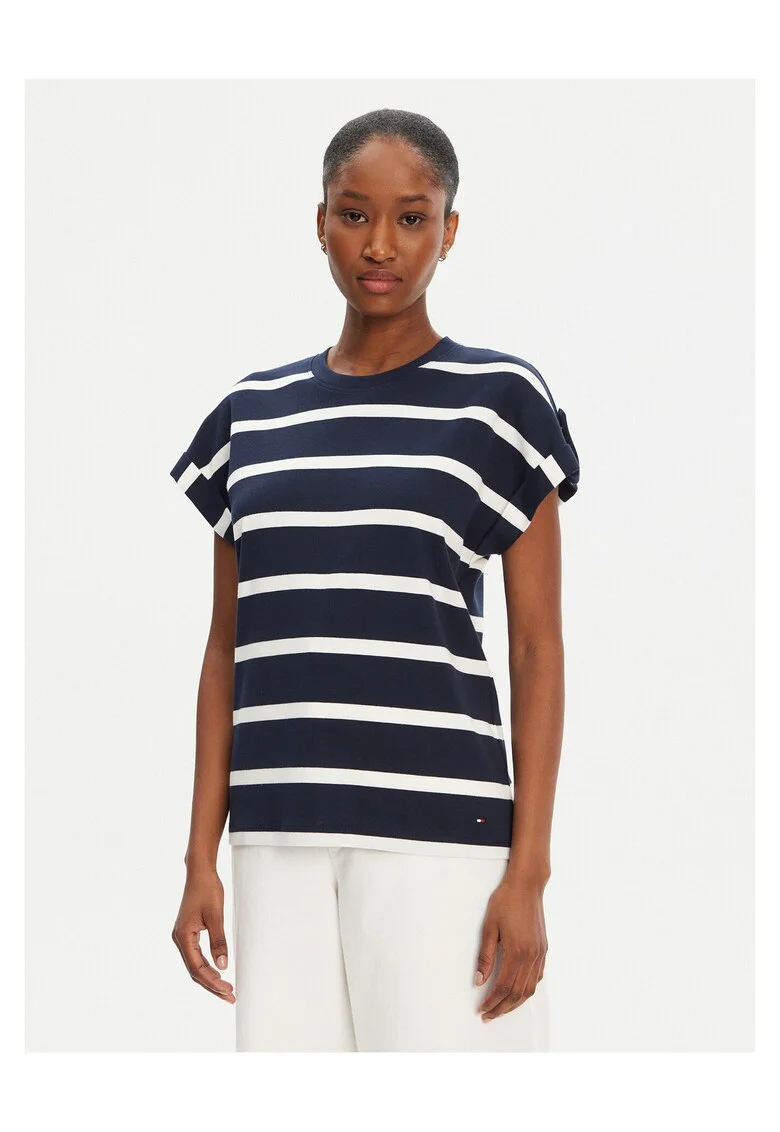 Tricou dama,  Bleumarin/Alb,