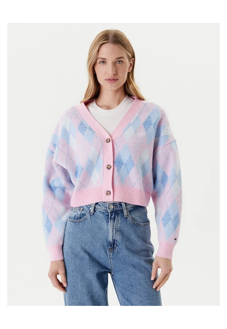 Cardigan dama  roz/albastru