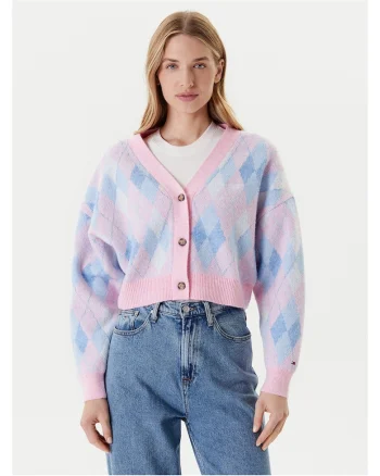 Cardigan dama  roz/albastru