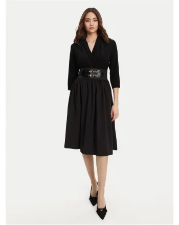 Rochie de cocktail dama  negru, curea in talie