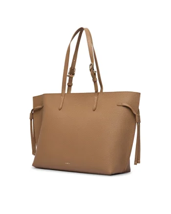 Geanta dama  Ava L, Toffee+Nero, piele naturala