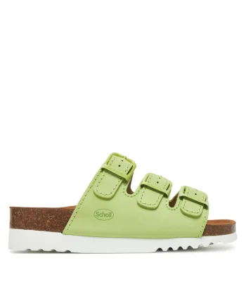 Slapi  model 1046, verde pal, piele naturala