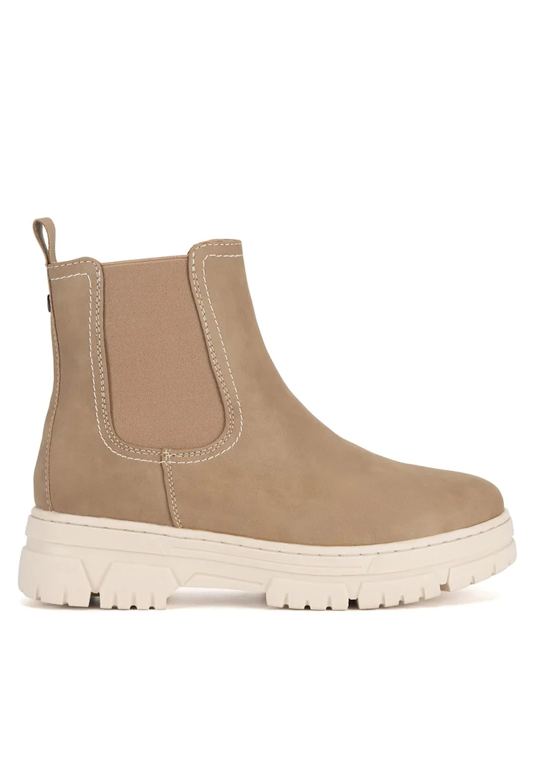 Botine dama,  WS6385-01, bej, material sintetic