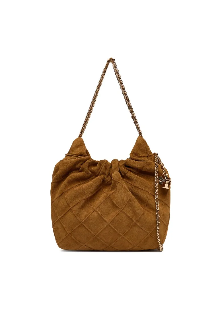 Geanta dama  Fleming Suede Mini H, culoare Chicory Brown, din piele naturala