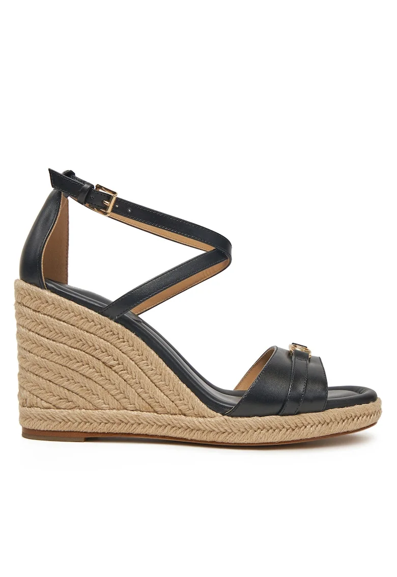 Sandale dama,  espadrile Mandy Wedge, piele naturala, negru