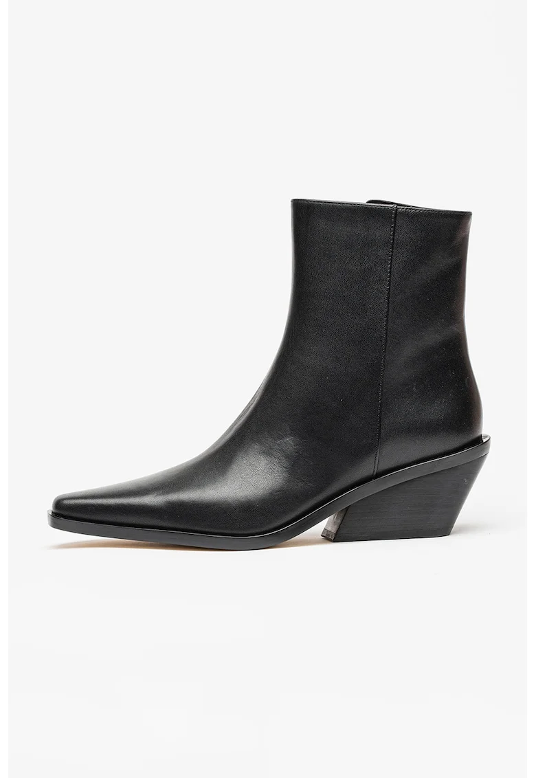 Botine din piele cu toc cuban Nash, Negru
