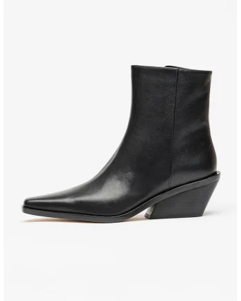Botine din piele cu toc cuban Nash, Negru