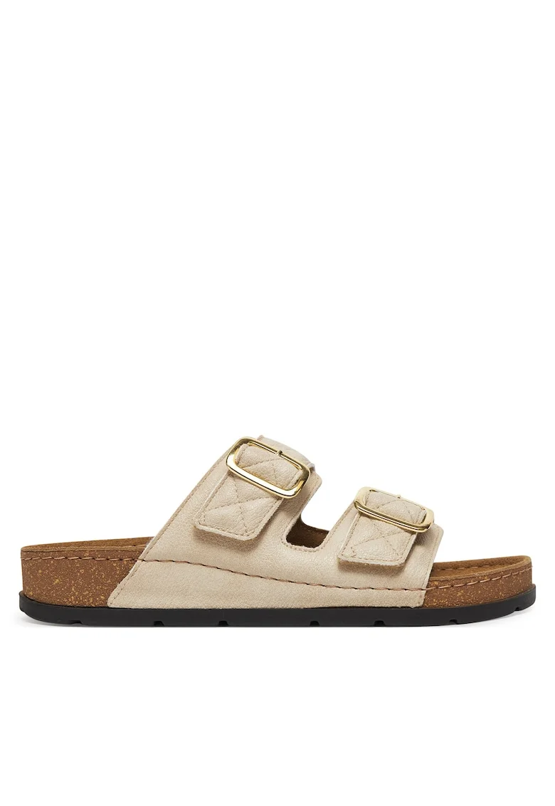 Papuci dama,  model Bora 2 Straps, piele ecologica, Ivory