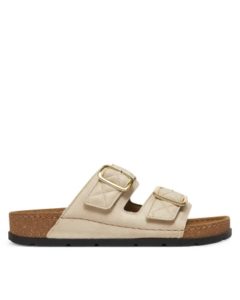 Papuci dama,  model Bora 2 Straps, piele ecologica, Ivory