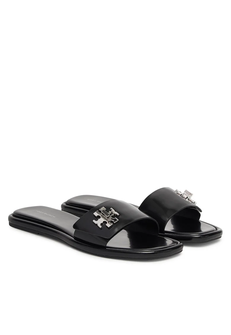 Slapi dama,  piele naturala, Negru