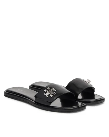 Slapi dama,  piele naturala, Negru