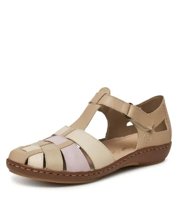 Sandale dama,  45869-60, bej, piele naturala