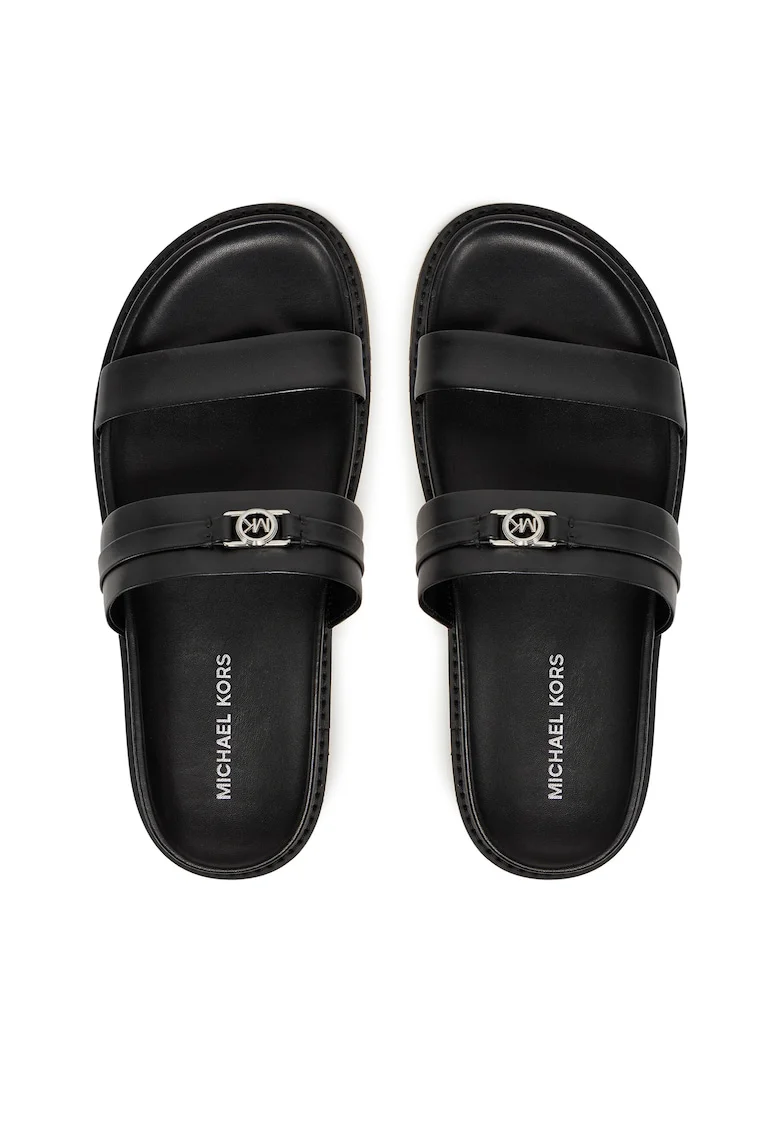 Slapi dama  negru, piele naturala, model Mandy Flat Sandal