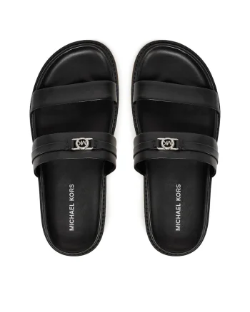 Slapi dama  negru, piele naturala, model Mandy Flat Sandal