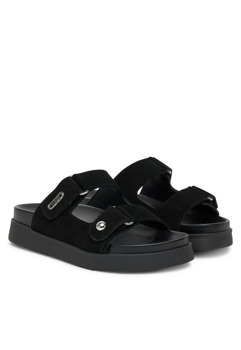 Slapi dama,  piele naturala, negru