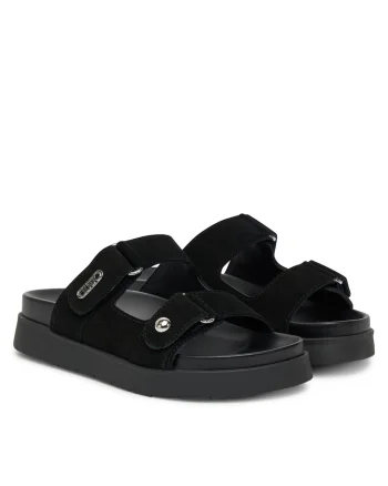 Slapi dama,  piele naturala, negru