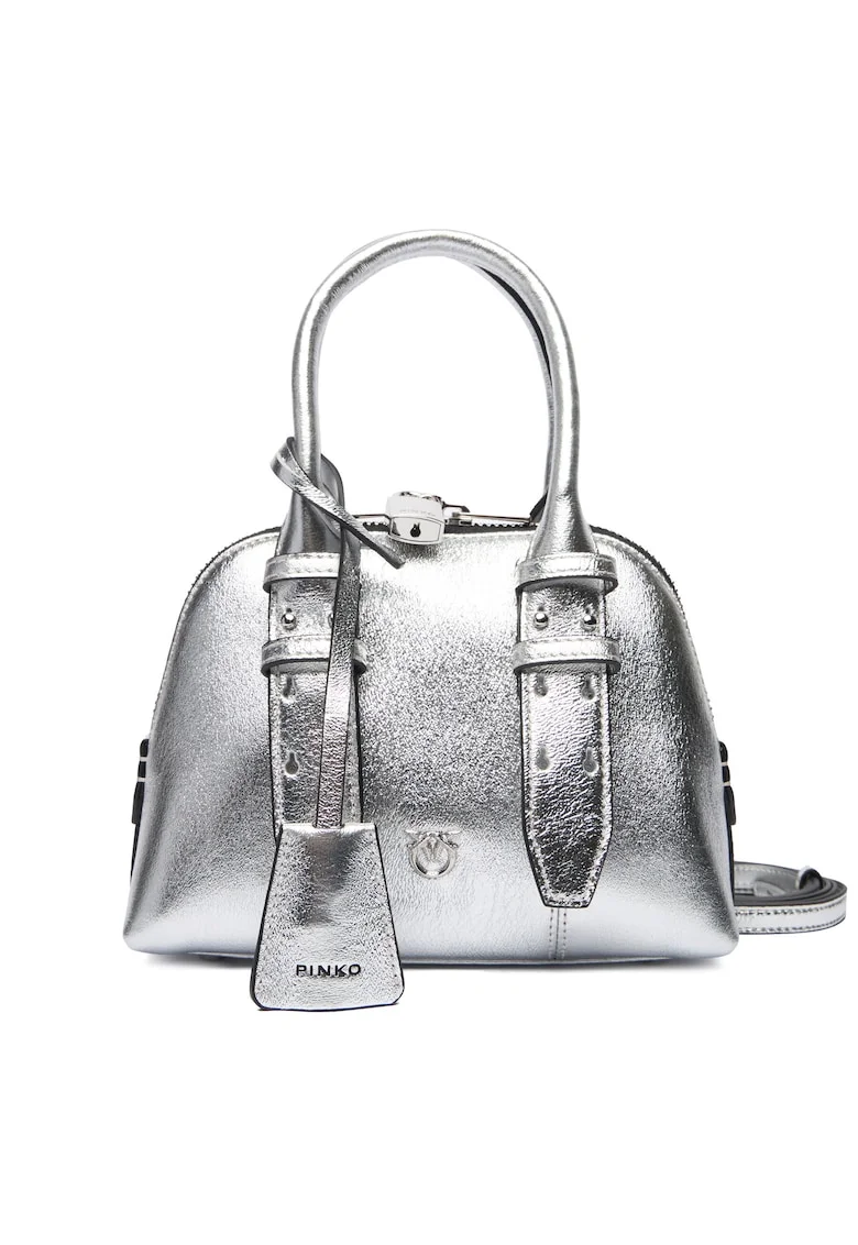 Geanta dama  Silver ZZFN Bowling Bag Zip Mini, din piele naturala