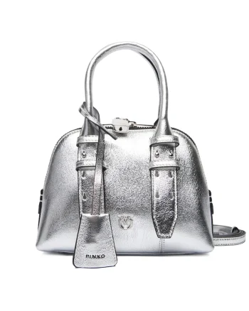 Geanta dama  Silver ZZFN Bowling Bag Zip Mini, din piele naturala