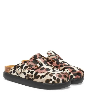 Saboti dama  model Fae Chunky, piele naturala, alb
