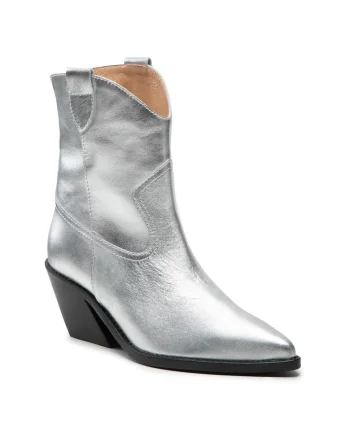 Botine dama,  EM-57-12-001540, piele naturala, argintiu,