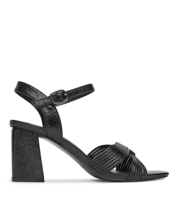 Sandale dama,  piele ecologica, negru, cu toc